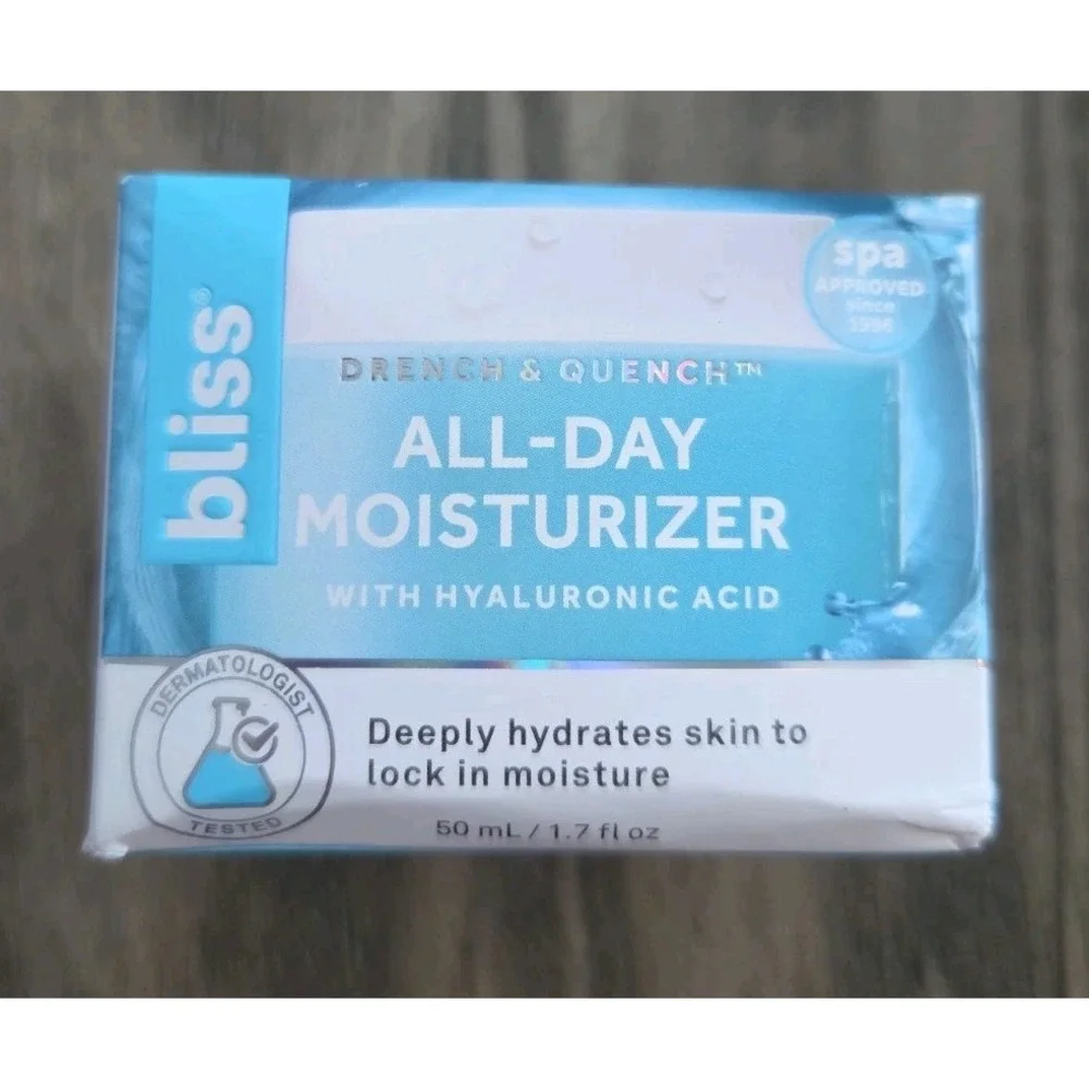 Bliss Drench & Quench All-Day Moisturizer with Hyaluronic Acid 1.7 fl oz New
